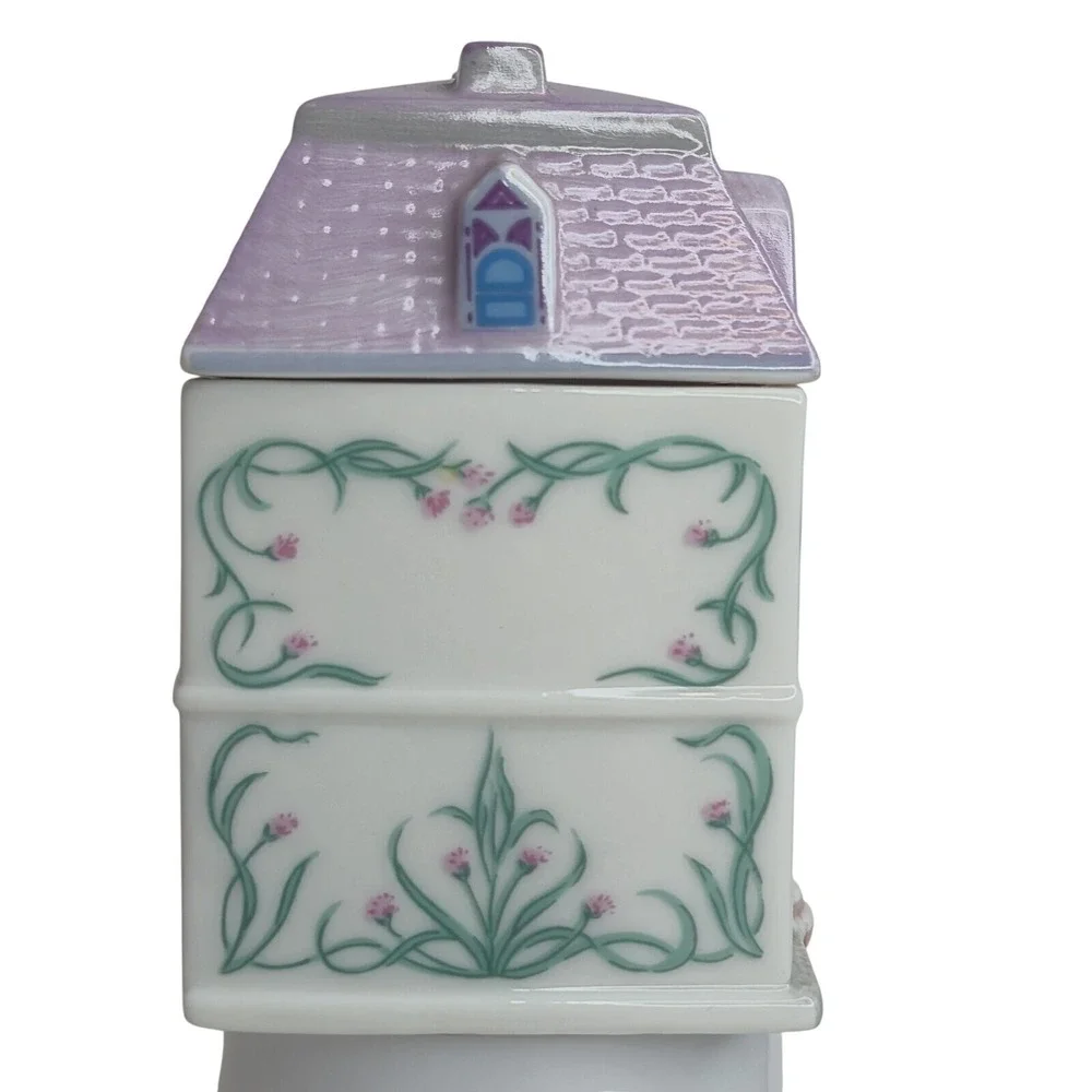 Lenox Spice Village Chive Porcelain House Jar 1989 Vintage Victorian Cottage
